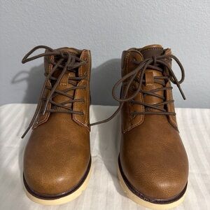 Crown Vintage Youth Signy Cognac Brown Lace-Up Boots, Size 4
